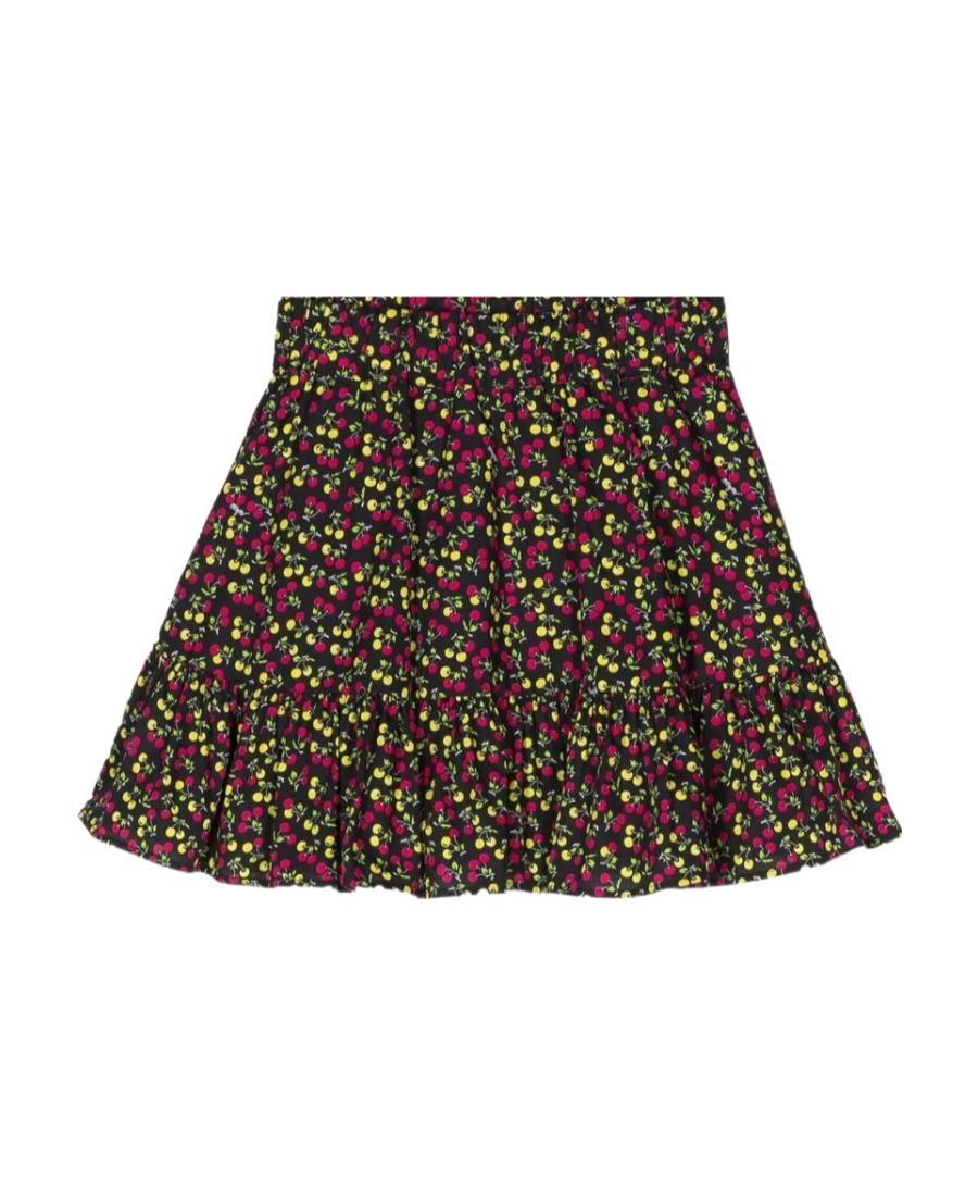 Shop Msgm Flower Printed Umbrella Skirt In Black