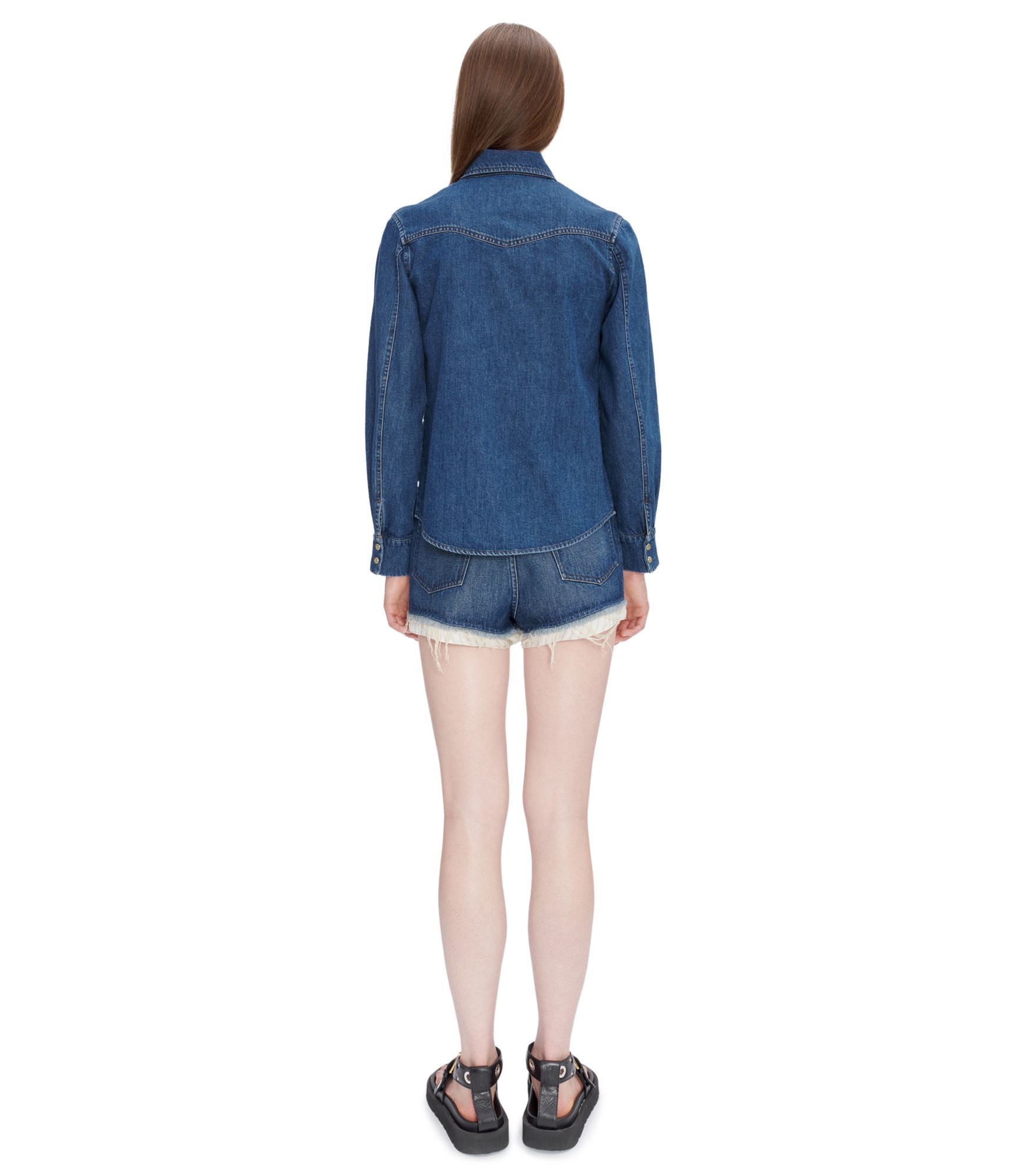 Shop Apc Sculpted-buttons Denim Shirt In Blue