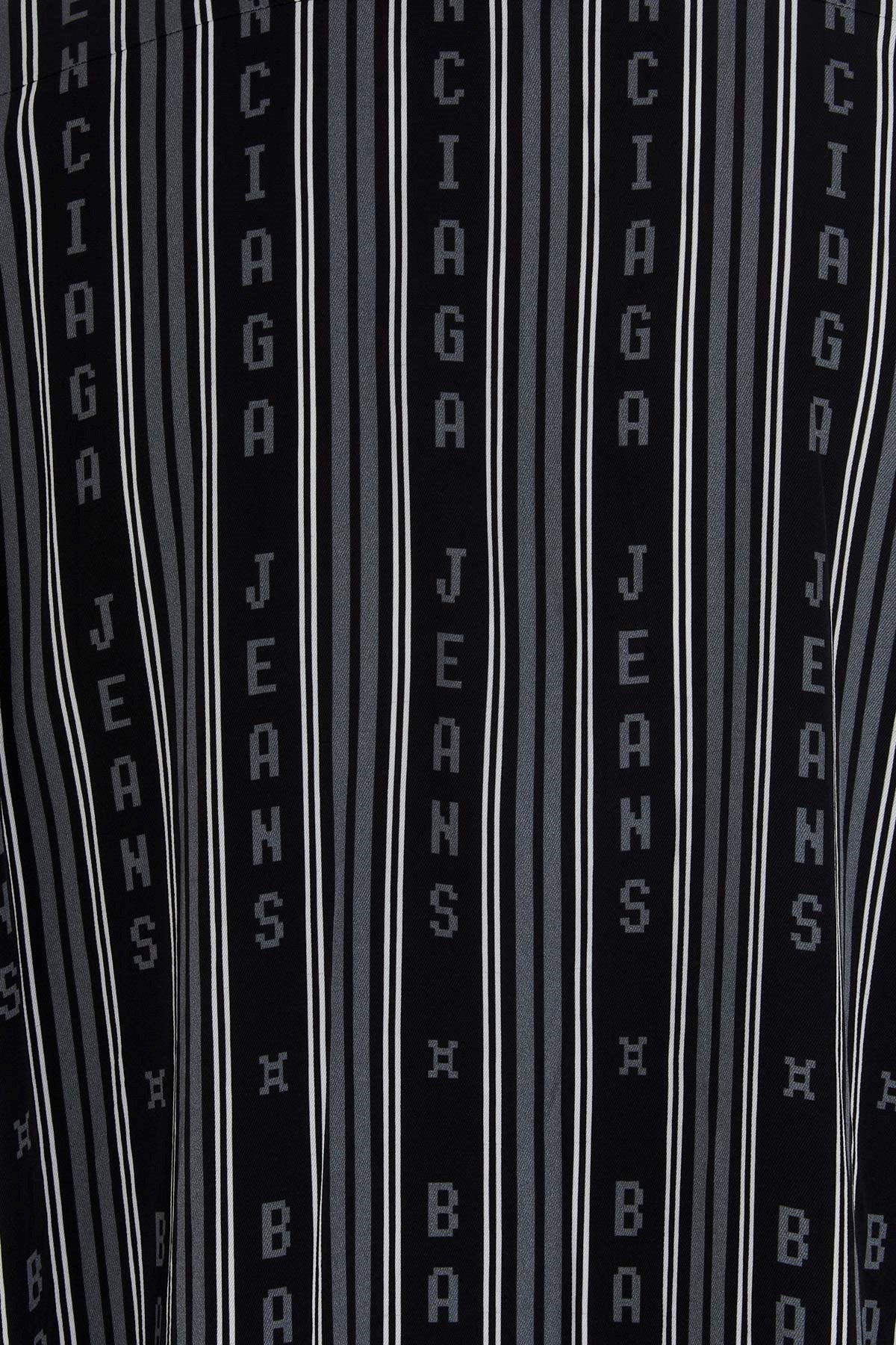 Balenciaga Logo-stripe Oversized Shirt In Black