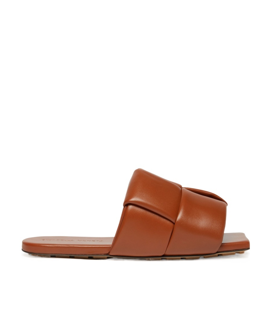 Shop Bottega Veneta Logo Flat Bottom Flip-flop In Brown