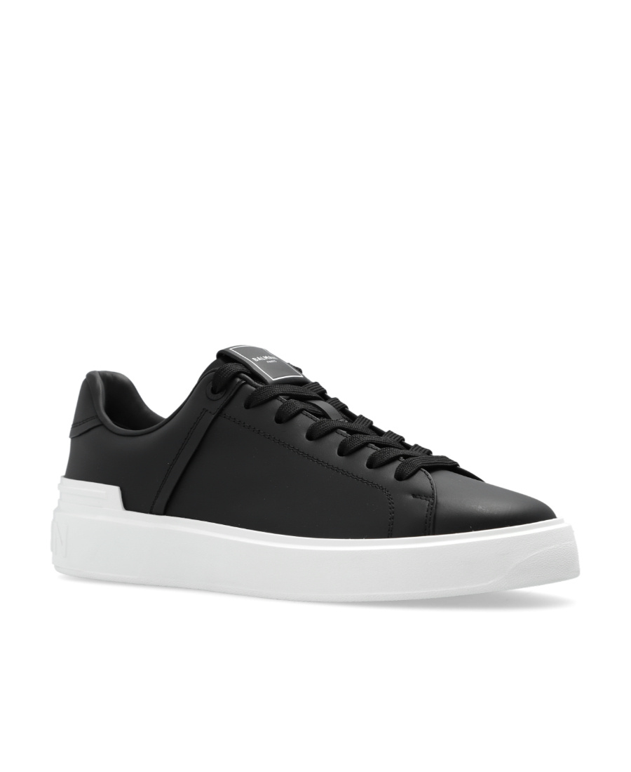 Balmain B Court Sneakers In Black Calfskin In Black