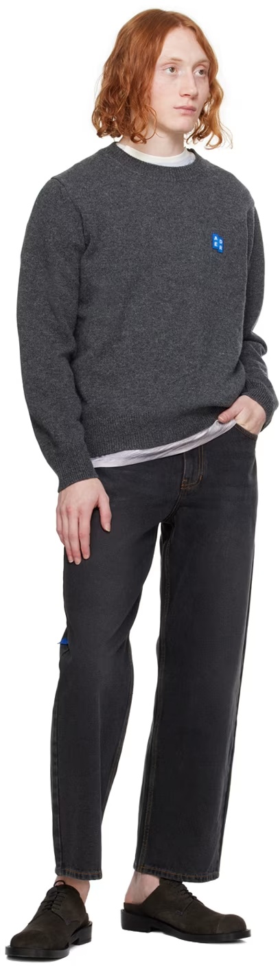 Ader Error Crew Neck Long Sleeve Sweater In Black