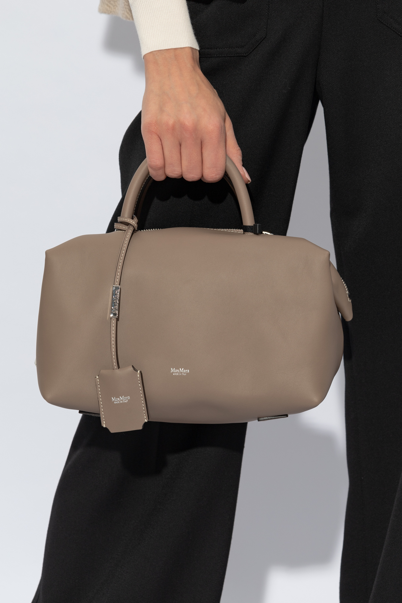 Max Mara Holdall Logo Shoulder Bag In Gray