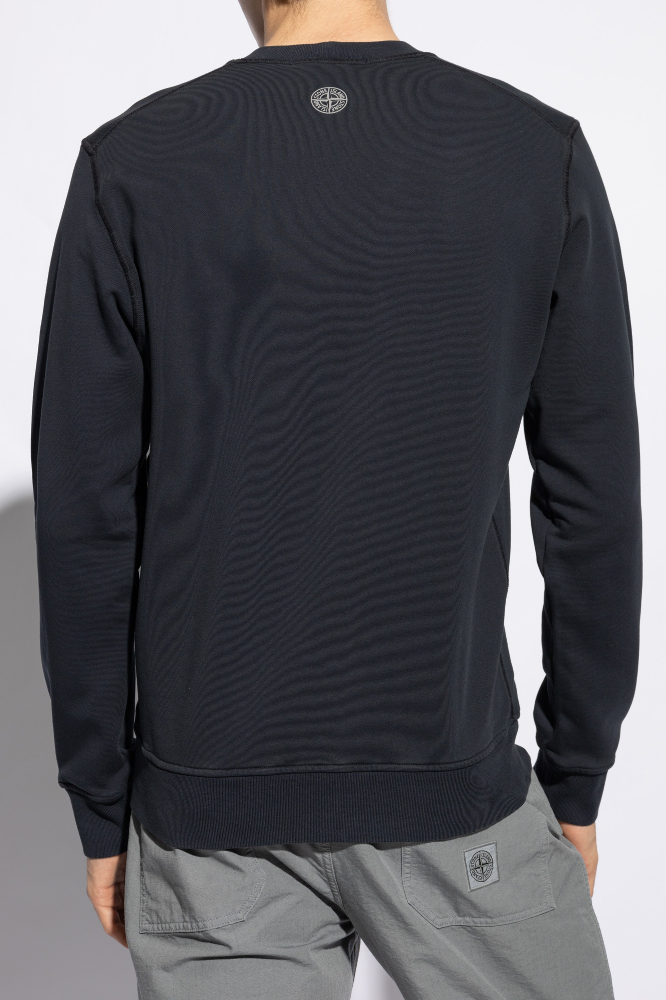Stone Island Logo-print Cotton Sweatshirt In Blue
