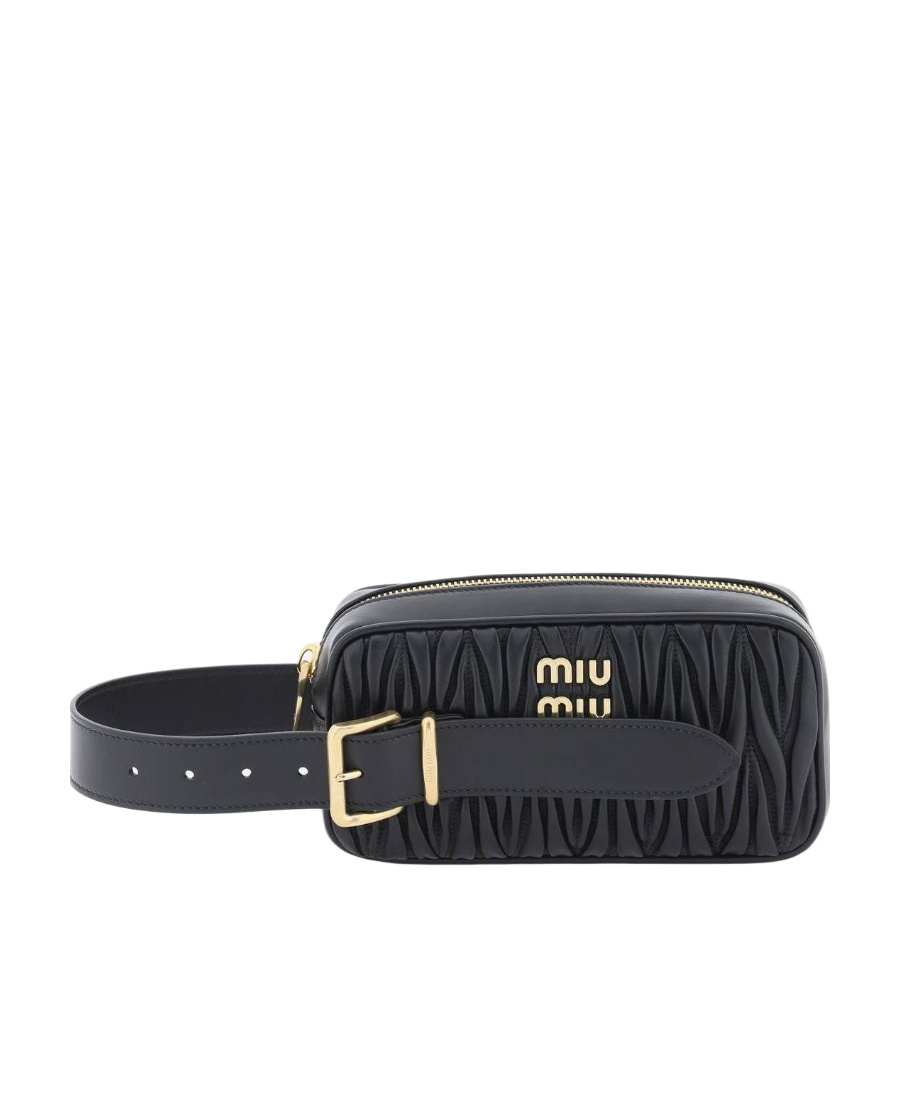 Miu Miu Woman Black Leather Clutch In Black