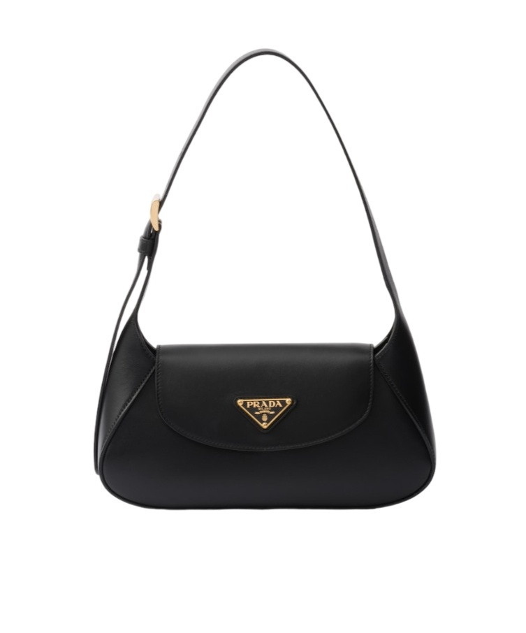 Prada Small Leather Shoulder Bag In Black