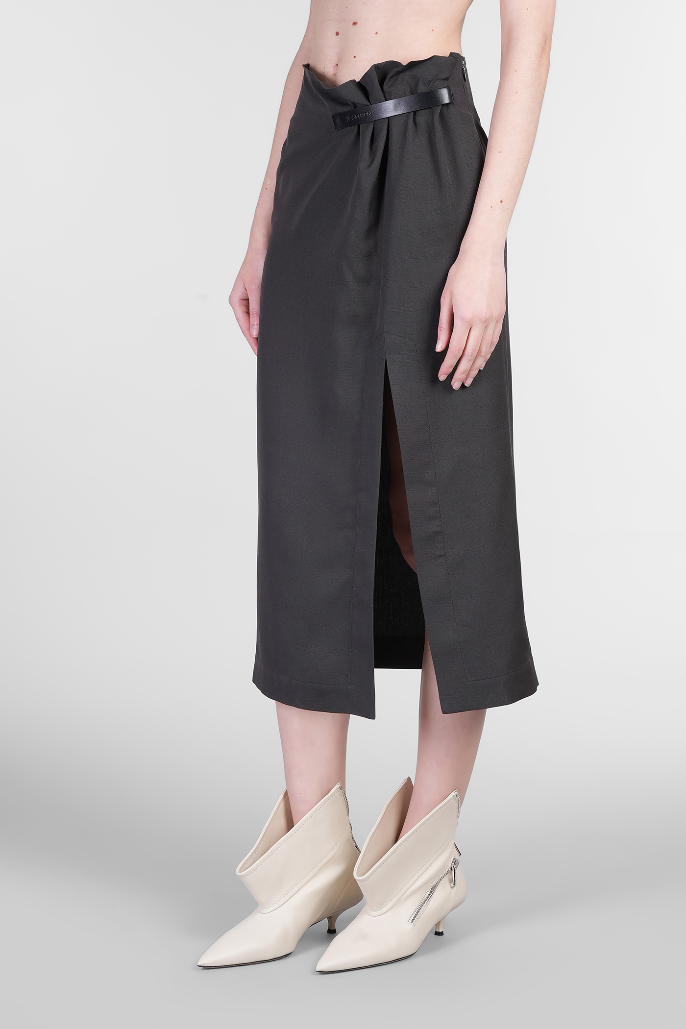 Jw Anderson Strap Detail Slit Skirt In Black