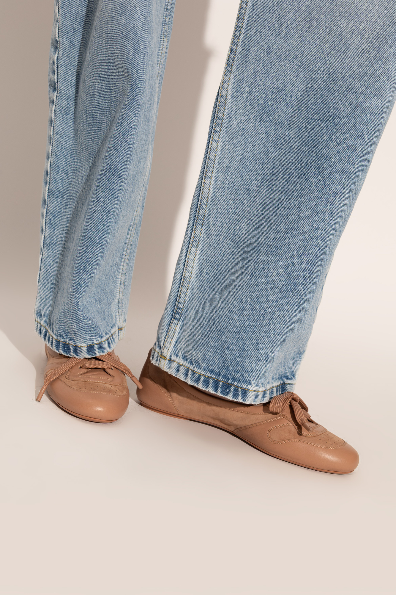 Gianvito Rossi Lace-up Ballet Flats In Brown