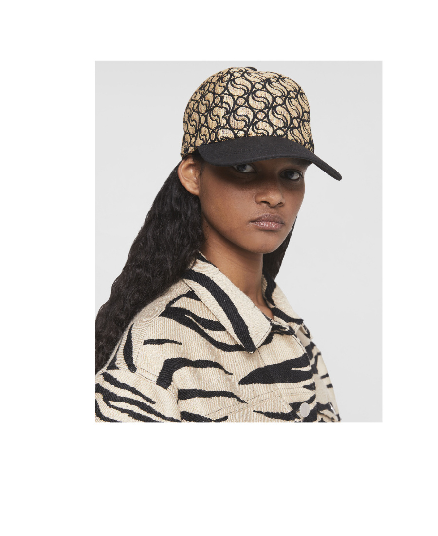 Stella Mccartney Logo Baseball Hat Patterned Design In Black