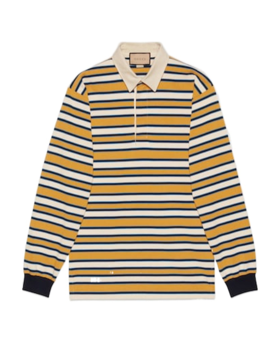 Gucci Cotton Polo Shirt With Striped Motif In Multi