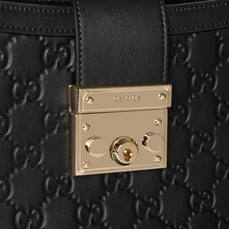 Gucci Padlock Medium Top Handle Bag In Black