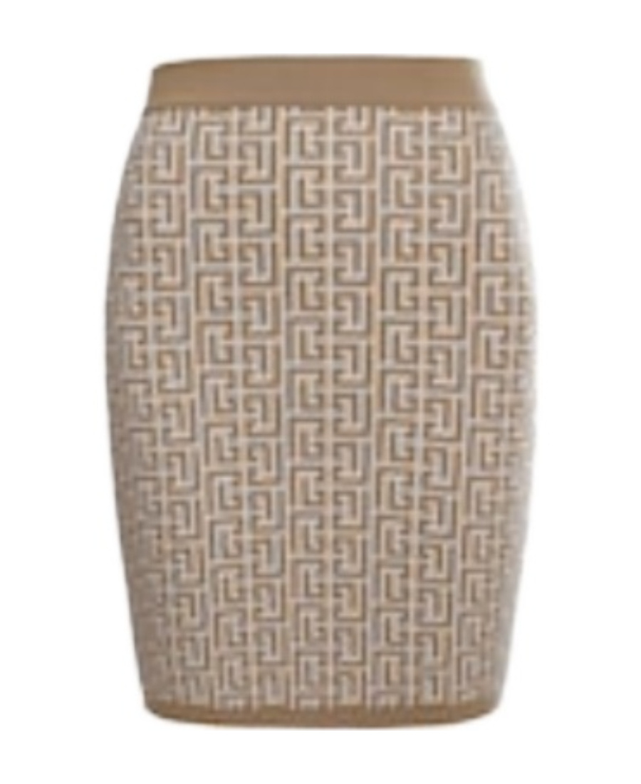Shop Balmain Monogram-jacquard Miniskirt In Nude