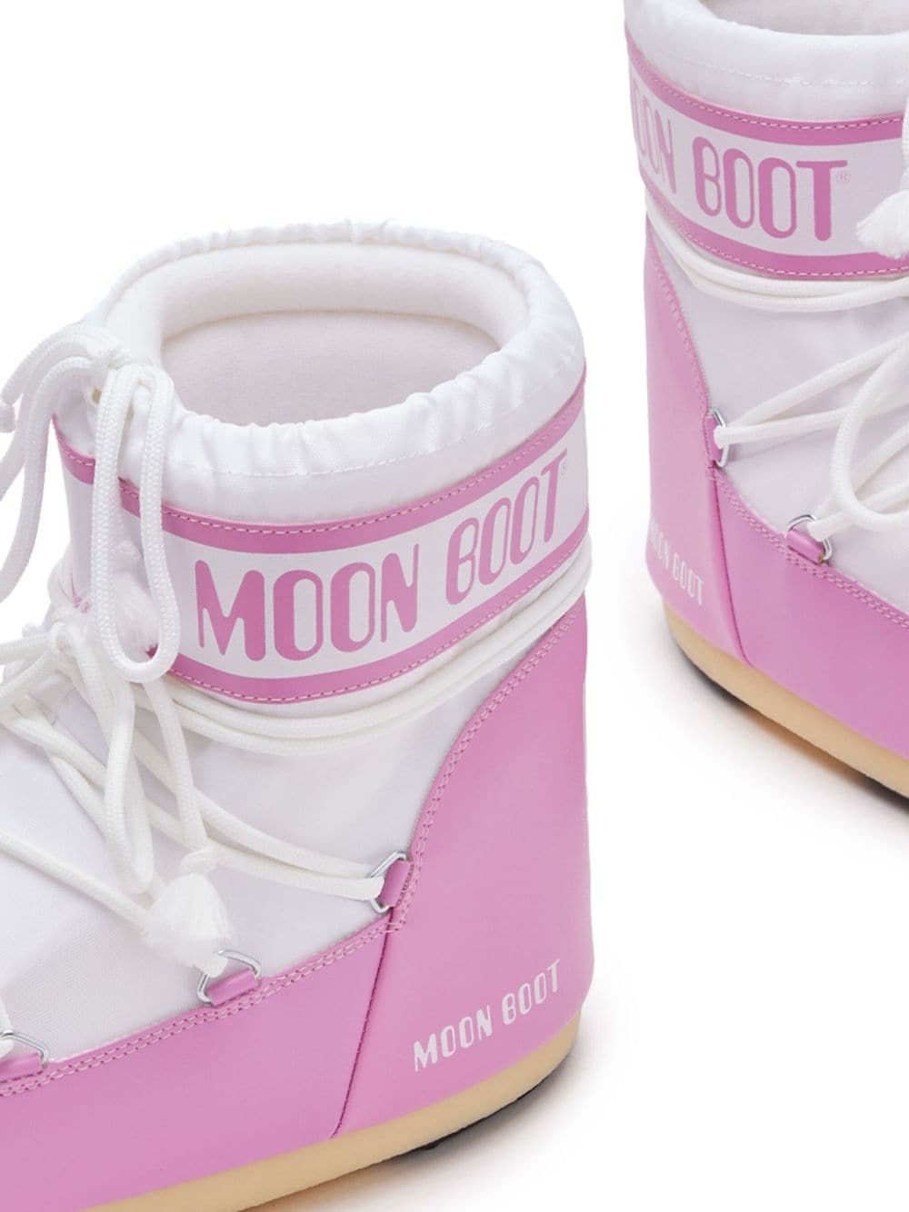 Moon Boot Pink & White Icon Low Boots In Pink