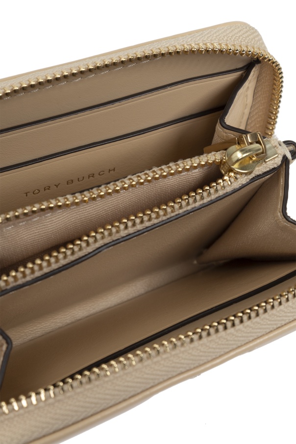 Tory Burch Zipper Wallet In Nude