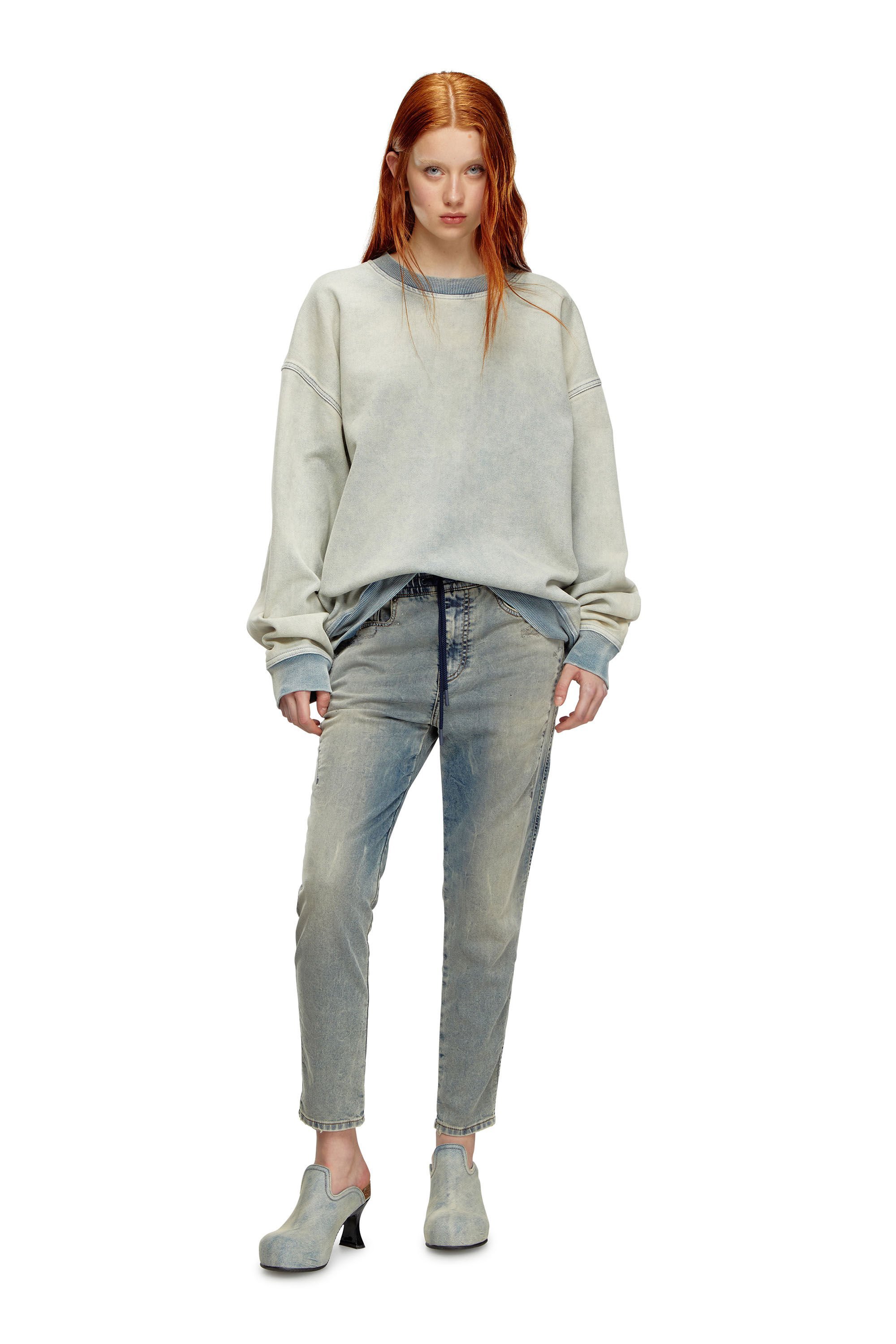 Diesel Bleached Tapered Jeans In Gray