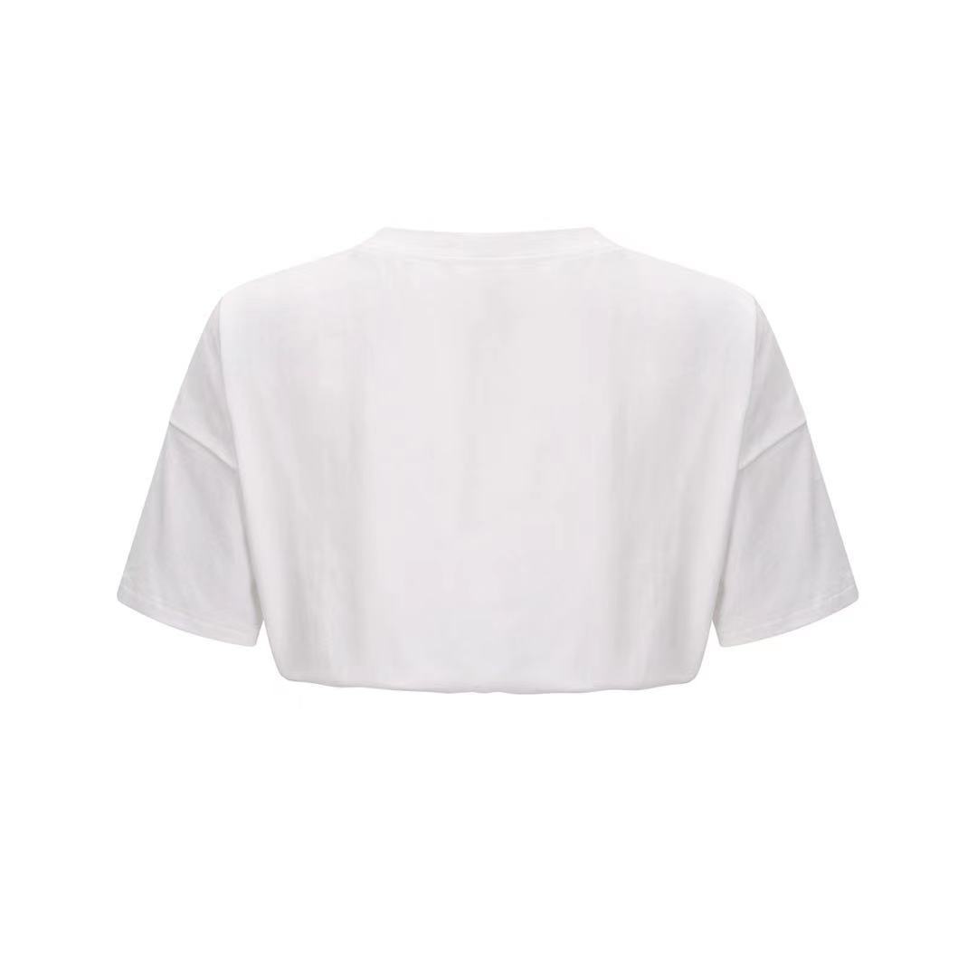 Three Quarters High Waist Elastic T-shirt In White
