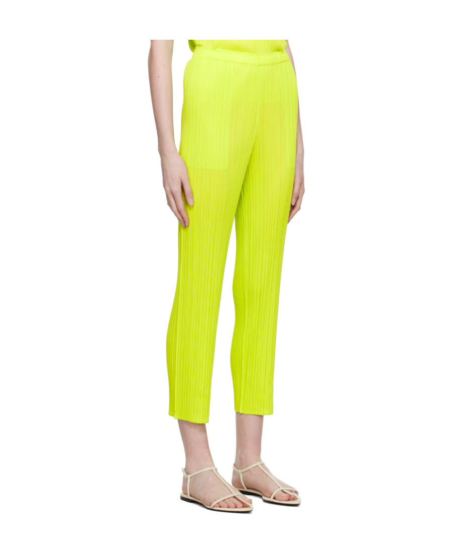Shop Issey Miyake Pleated Casual Pants In Yellow