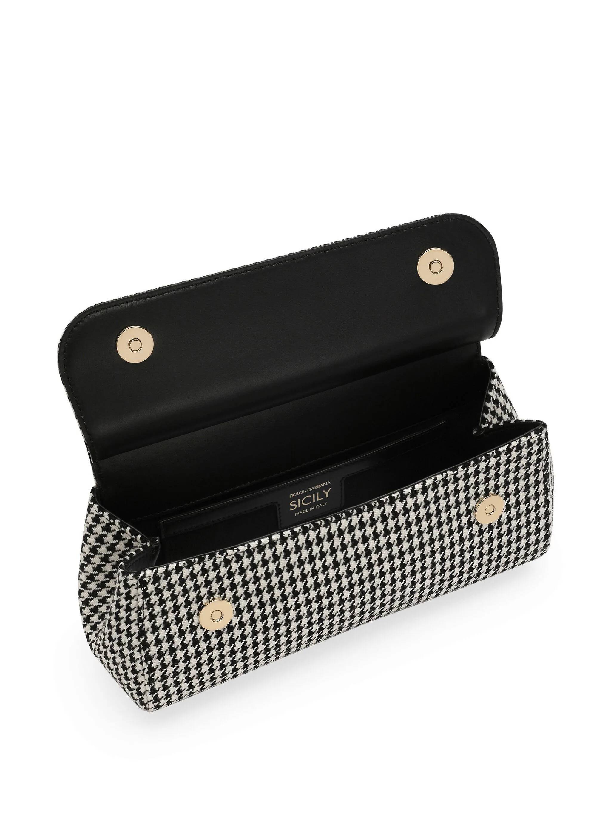 Dolce & Gabbana Elongated Medium Sicily Handbag In Black And White