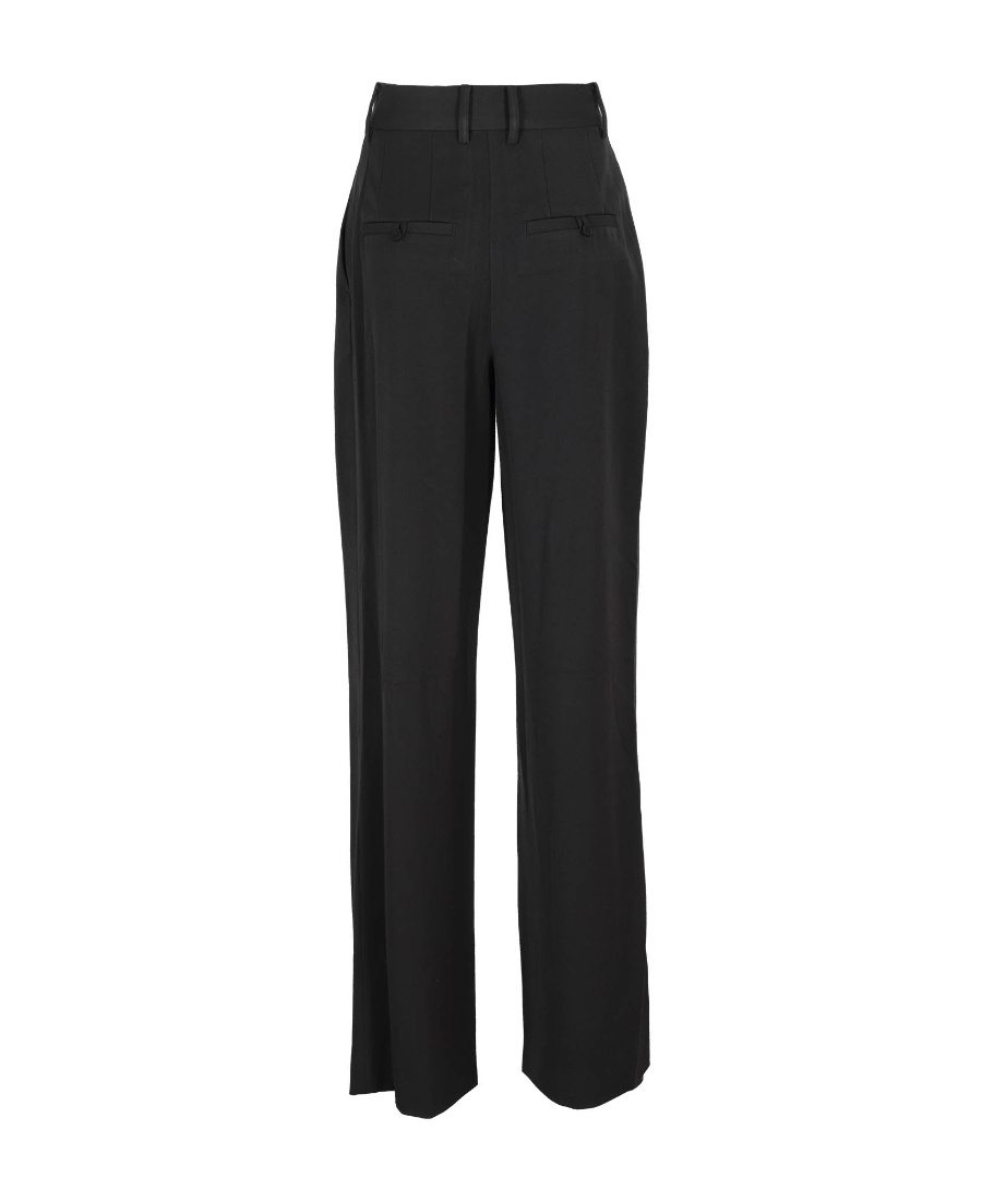 Staud Logo High Waist Trousers With Pleat Detailing In Black