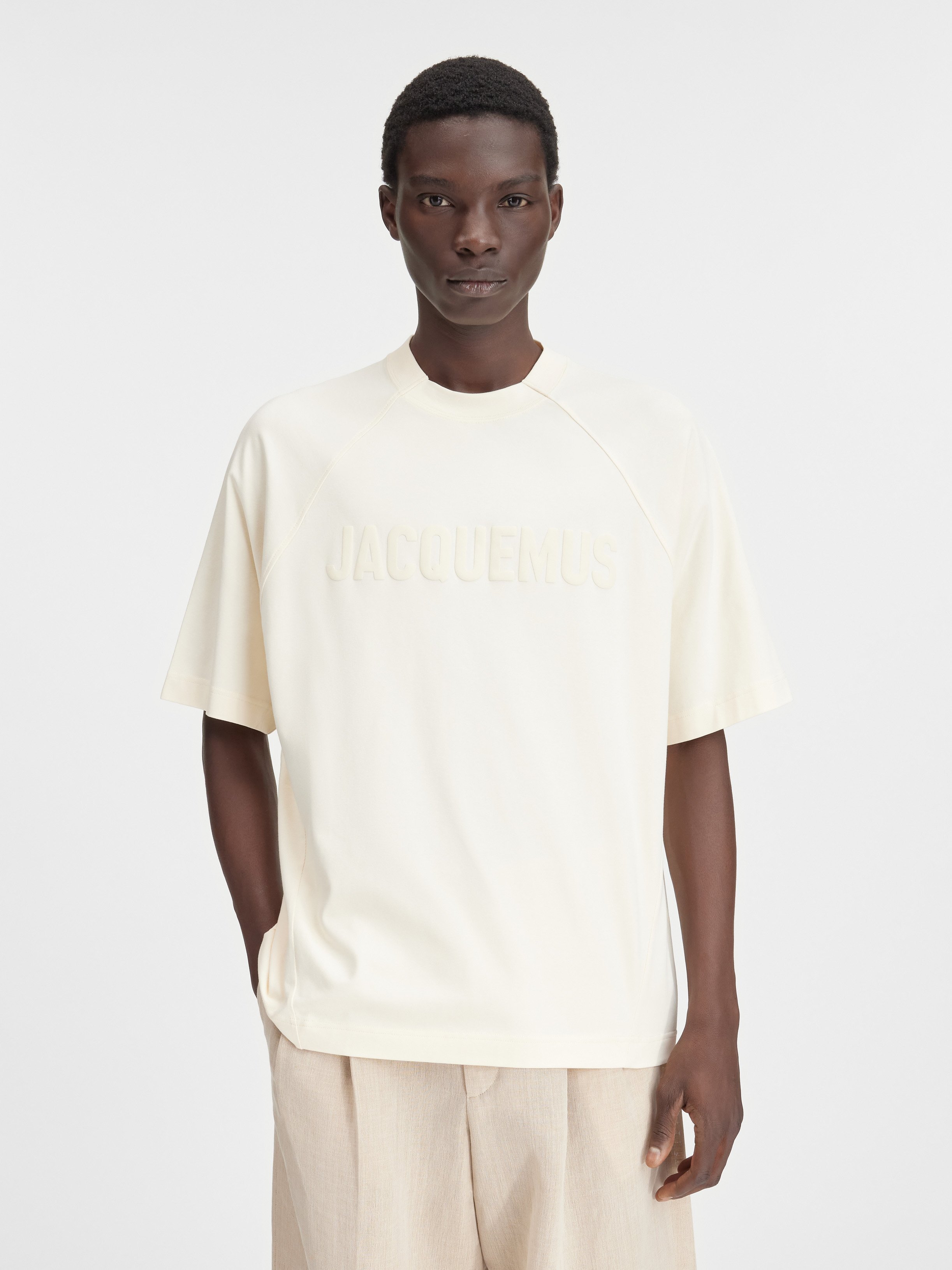 Shop Jacquemus Le Tshirt Typo Crewneck T-shirt In White