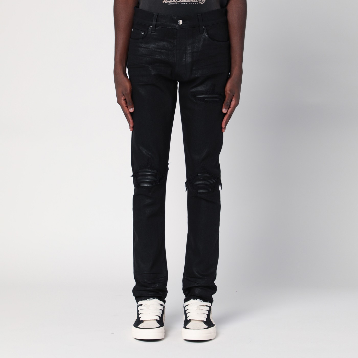 Amiri Vintage Black Skinny Jeans With Logo Embroidery In Black
