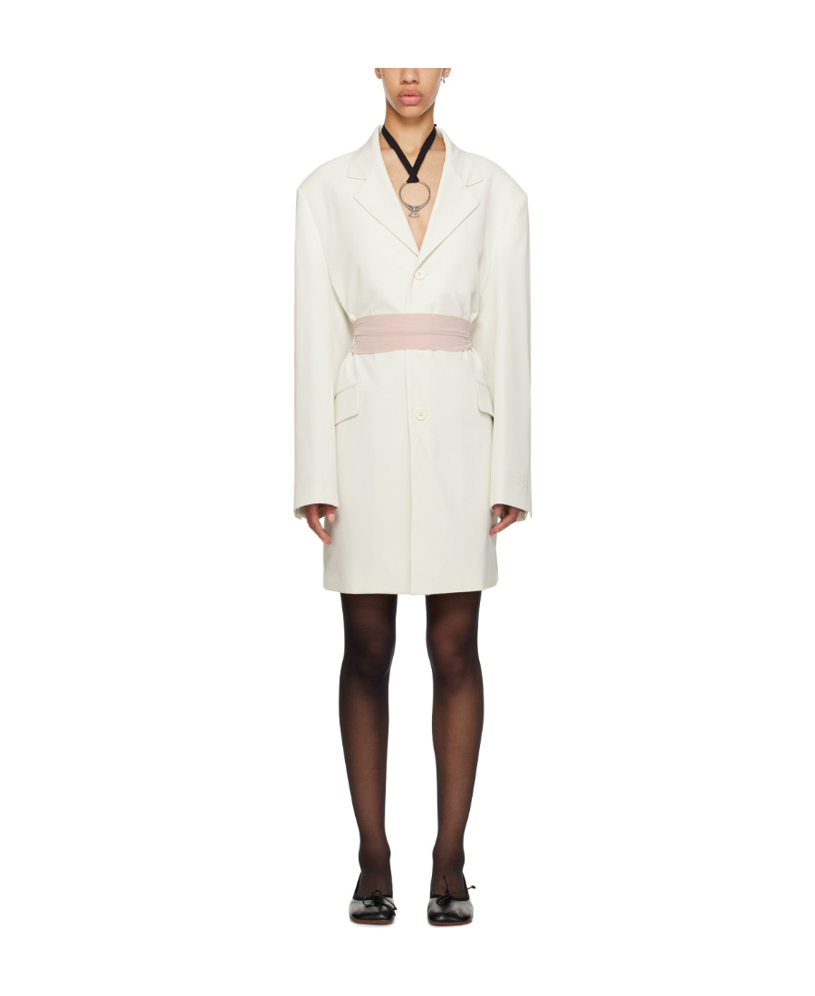 Mm6 Maison Margiela Twill Button Coat In White