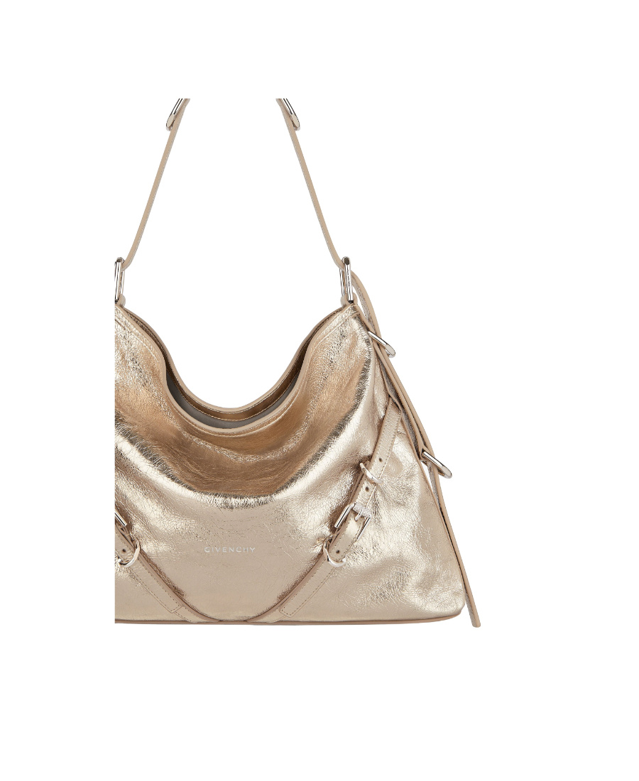 Givenchy Medium Voyou Metallic Leather Hobo Bag In Nude