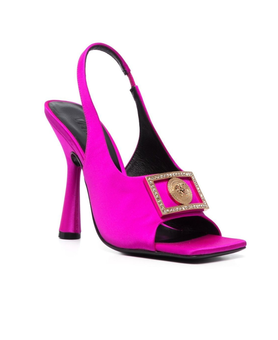 Versace Medusa Plaque Heeled Sandals In Pink