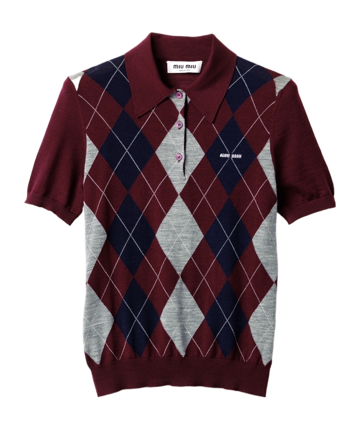 Miu Miu Burgundy Wool Polo Shirt In Burgundy