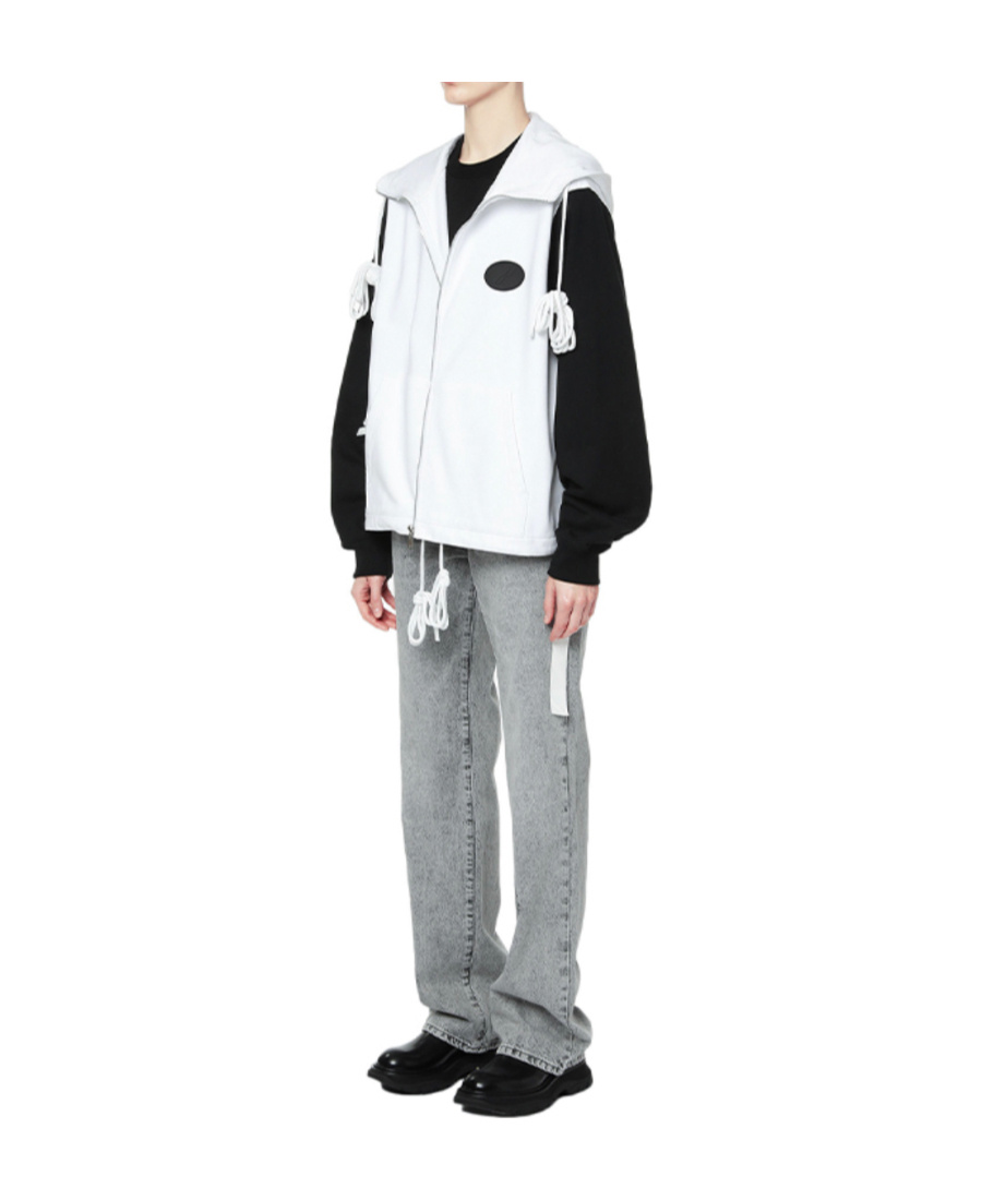 We11 Done Logo Hooded Casual Jacket In White