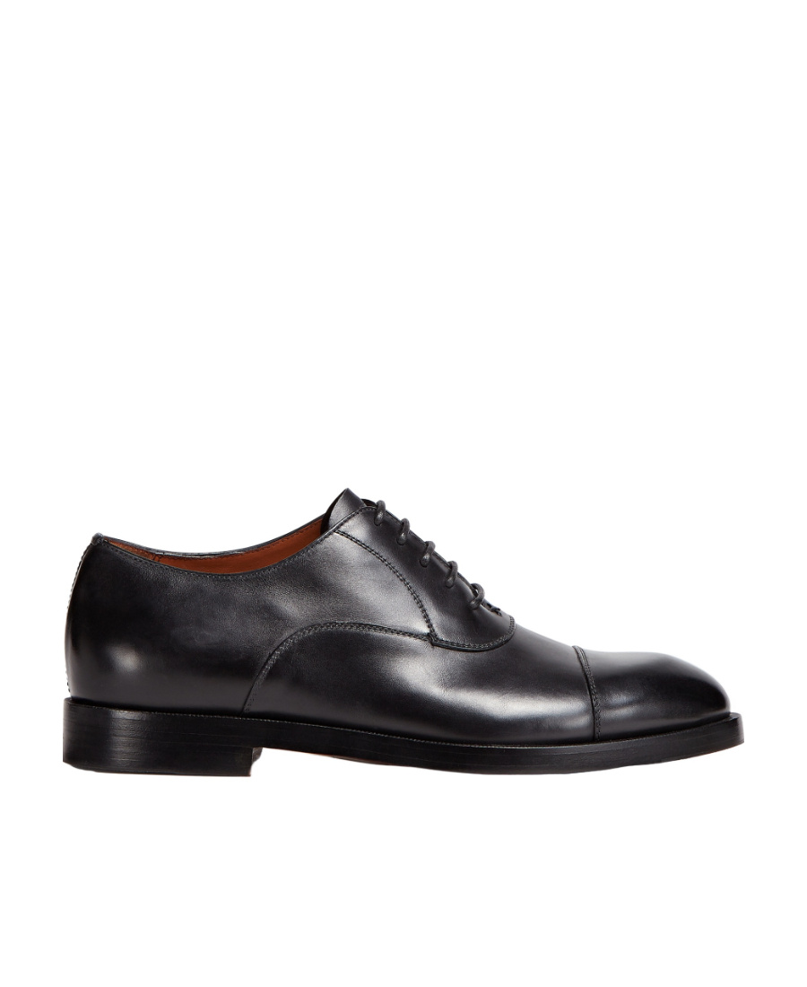 Zegna Torino Leather Oxford Shoes In Black