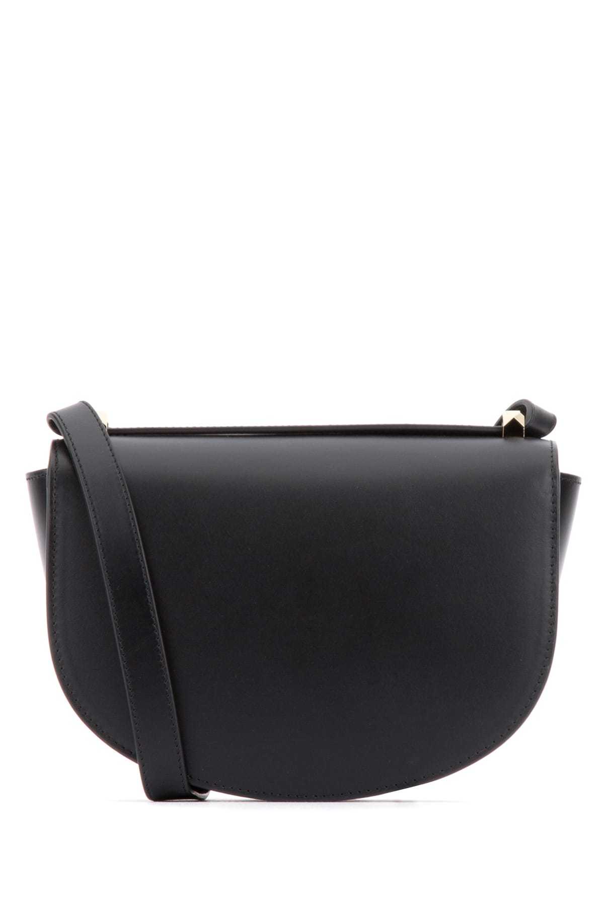 Apc Black Leather Demi Lune Shoulder Bag In Black