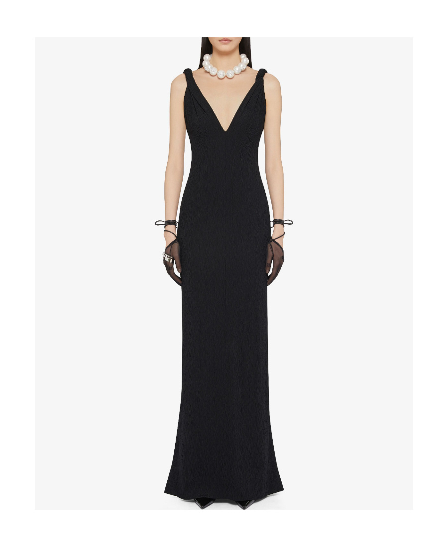 GIVENCHY DRESS WITH TWISTED STRAPS IN JERSEY WITH PEARLS AND CRYSTALS