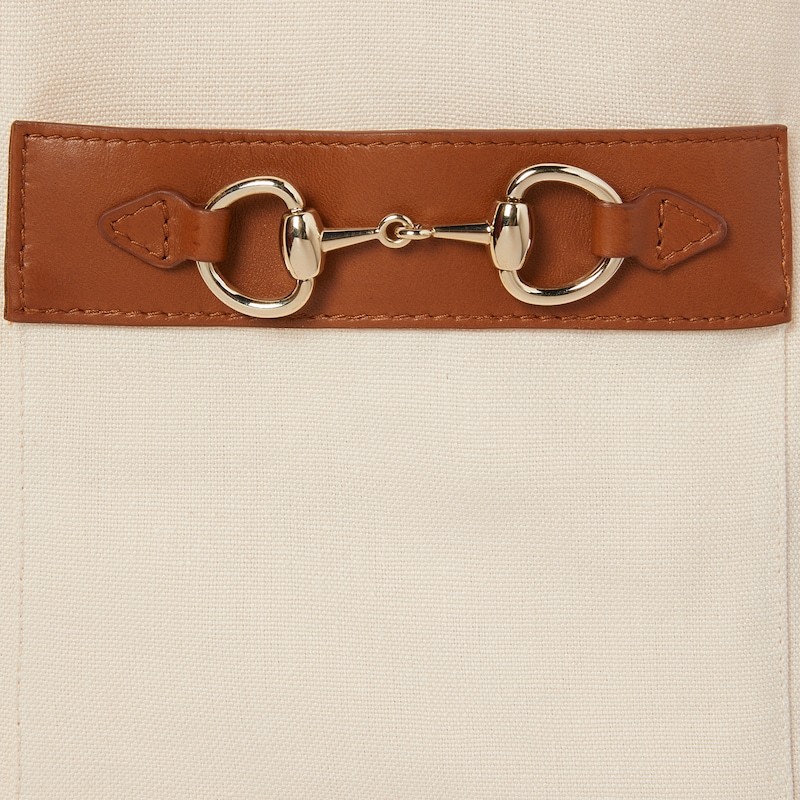 Gucci Linen Canvas Dress With Horsebit In Neutral