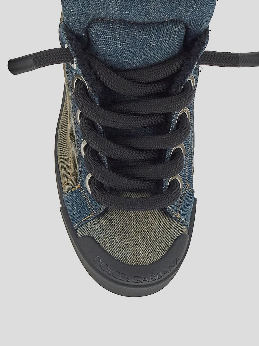 Dolce & Gabbana Denim Lace-up Sneakers In Green