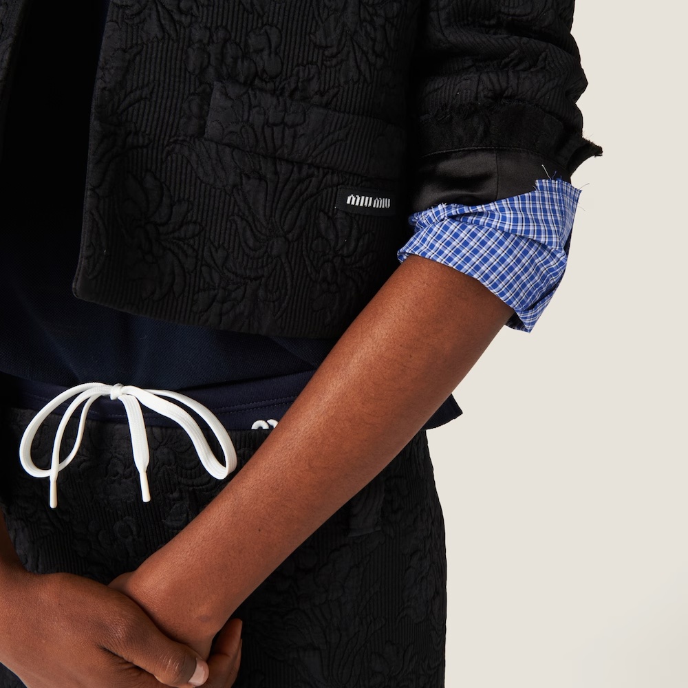 Shop Miu Miu Single-breasted Matelassé Effect Jacquard Jacket In Black