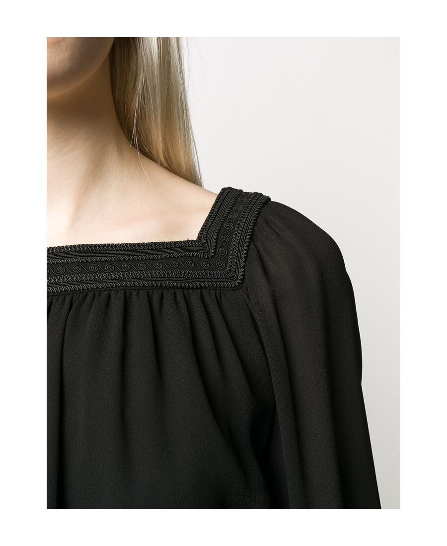 Saint Laurent Square Neck Mini Dress In Black