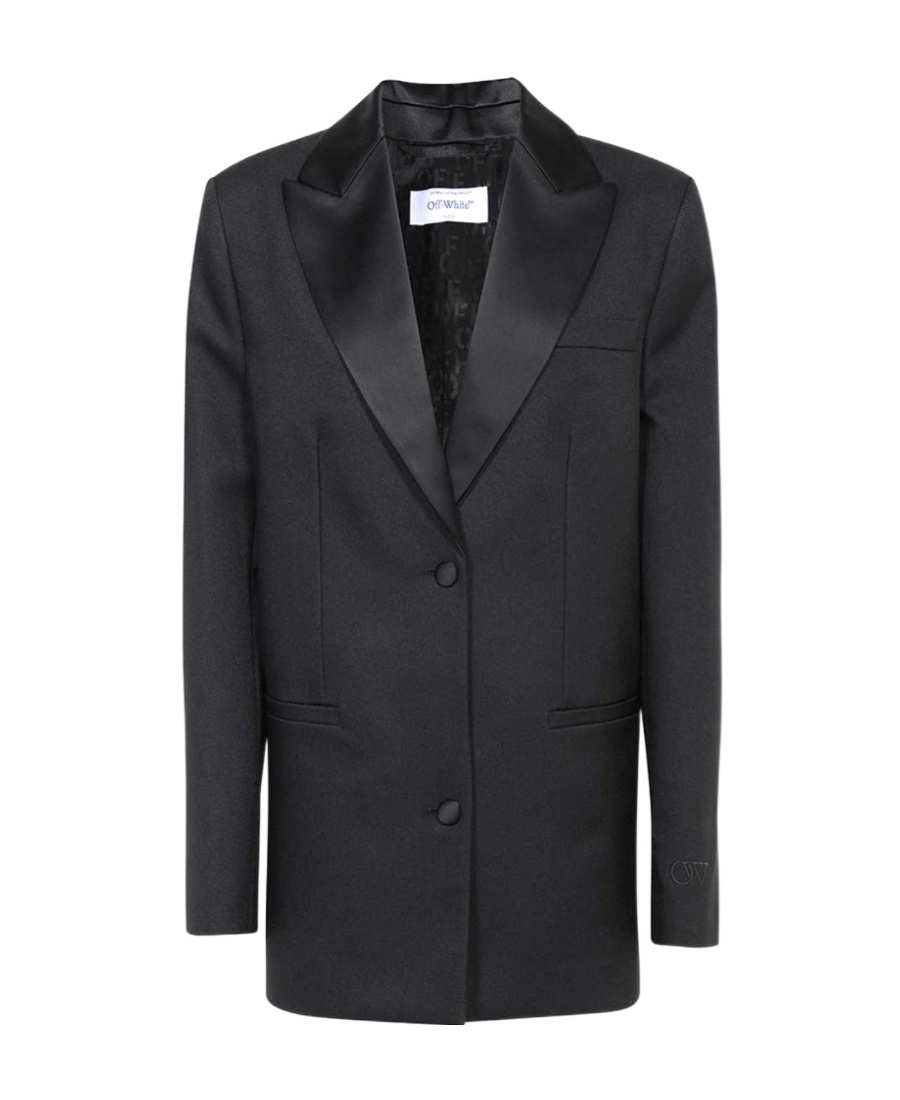 Off-white Single-breasted Tuxedo Blazer In Black