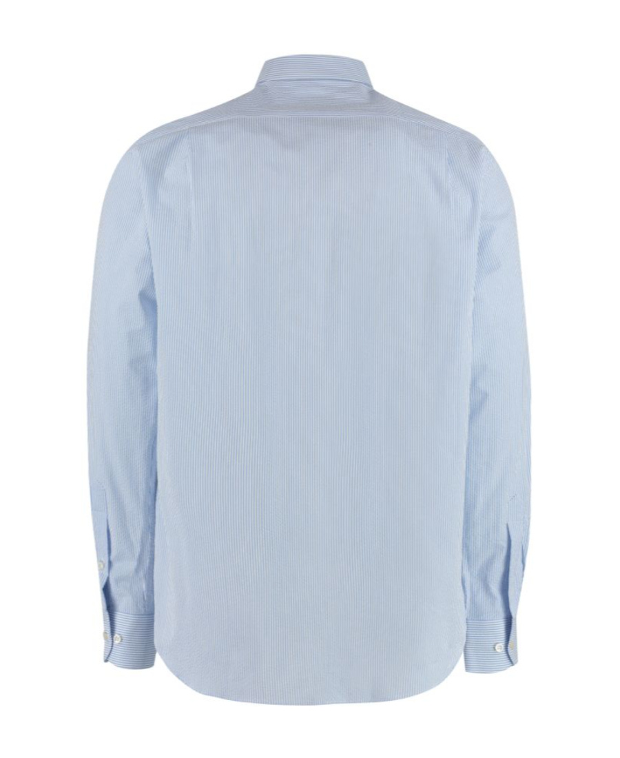 Paul & Shark Cotton Shirt With Buttoned Cuffs And Collar In Blue