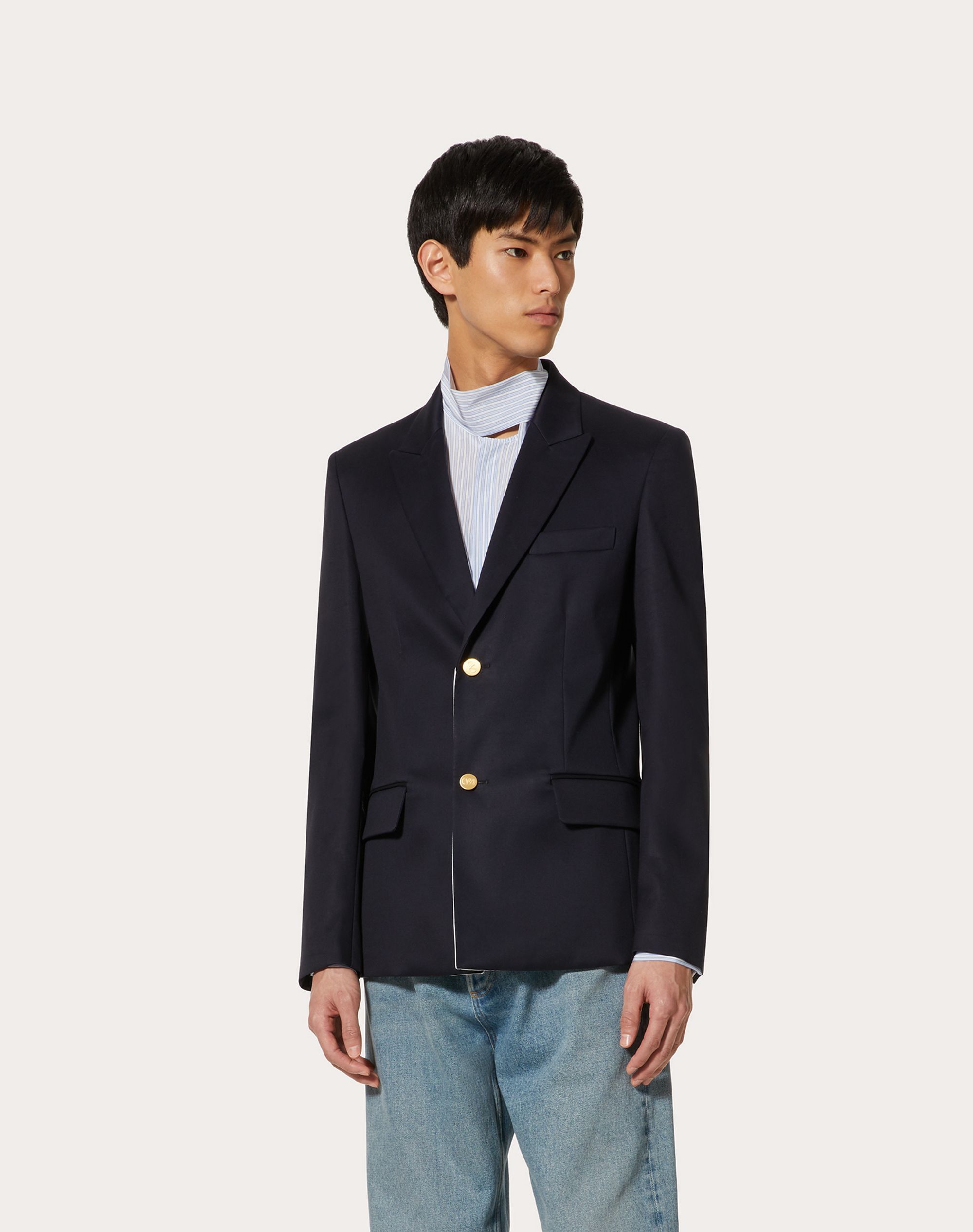 Valentino Men's Cotton Buttoned Blazer In Black