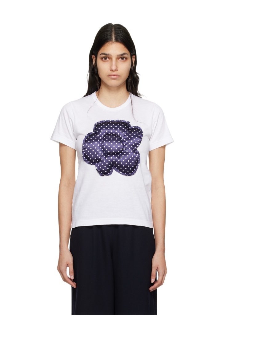 Comme Des Garçons T-shirt With Round Neck And Short Sleeves In White
