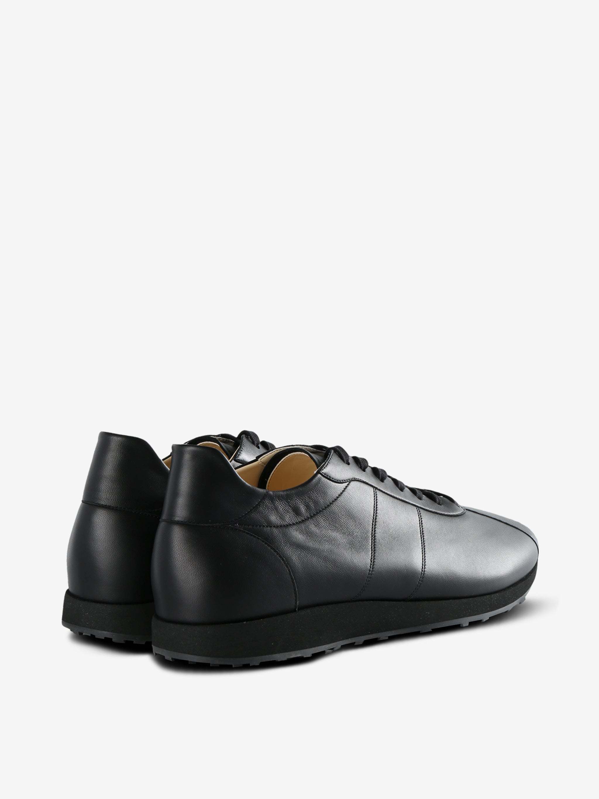 The Row Leather Lace-up Sneakers In Black