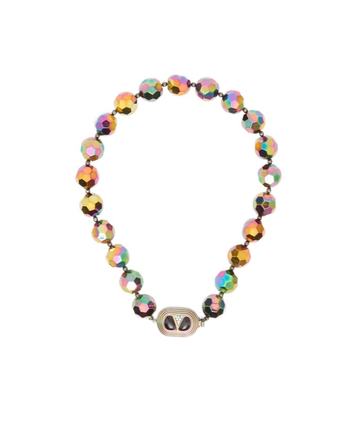 Valentino Logo Necklace In Brown