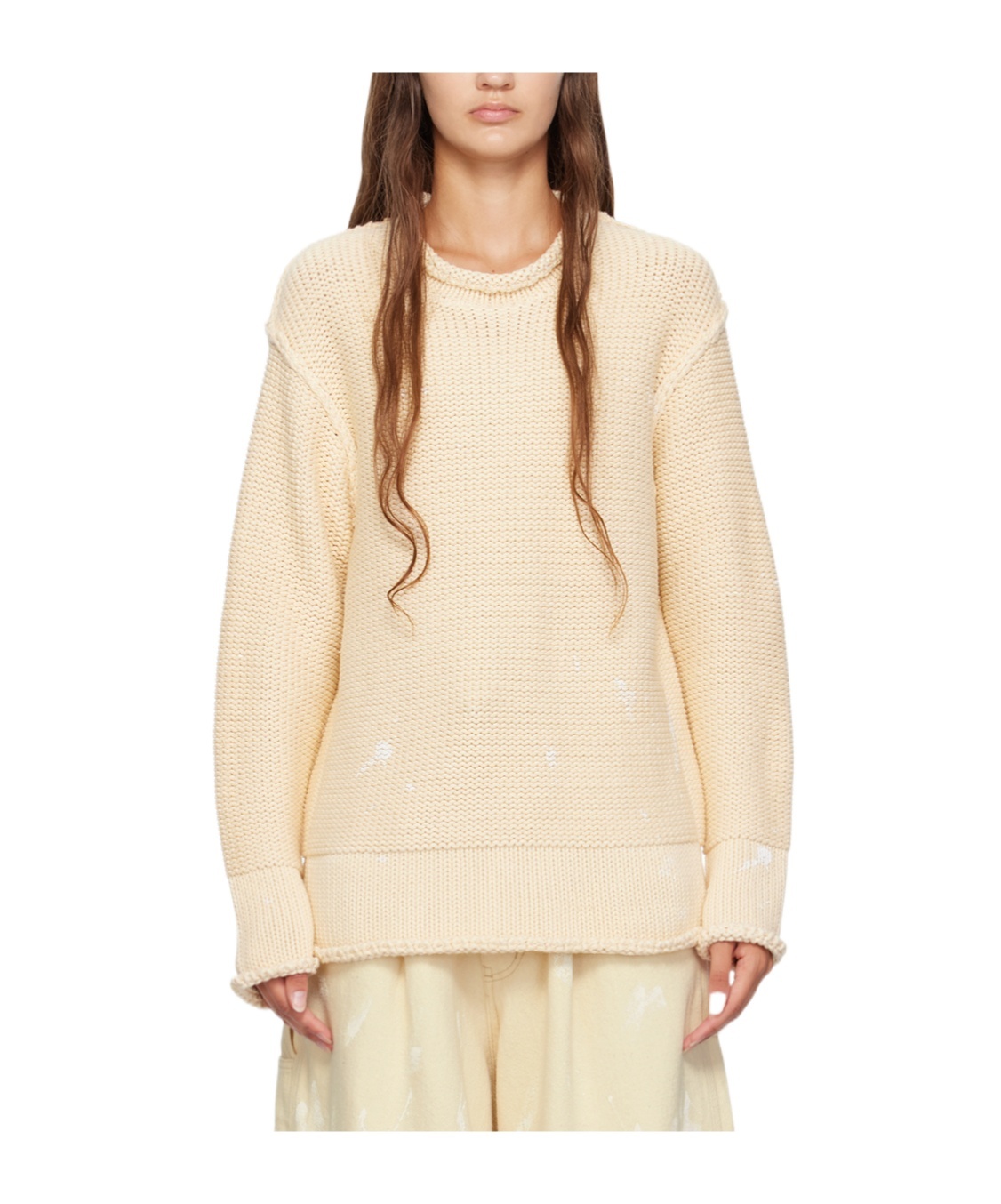 R13 Off-white Rolled Edge Sweater In Nude
