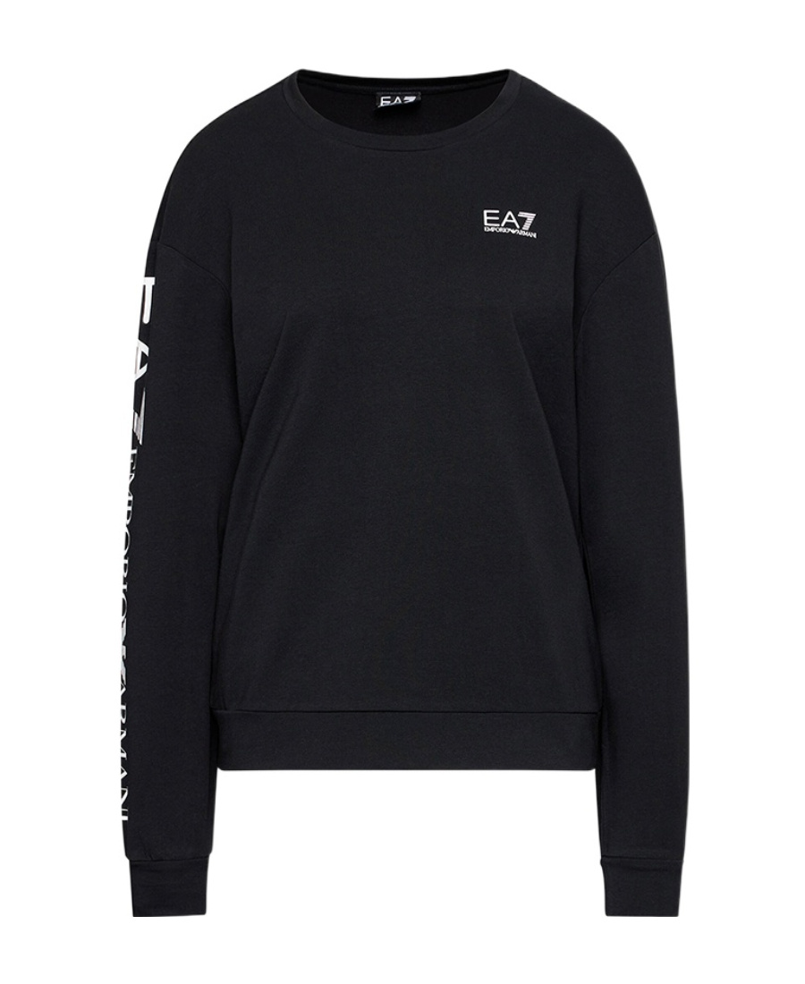 Ea7 Round-necked Logo Sweater In Black