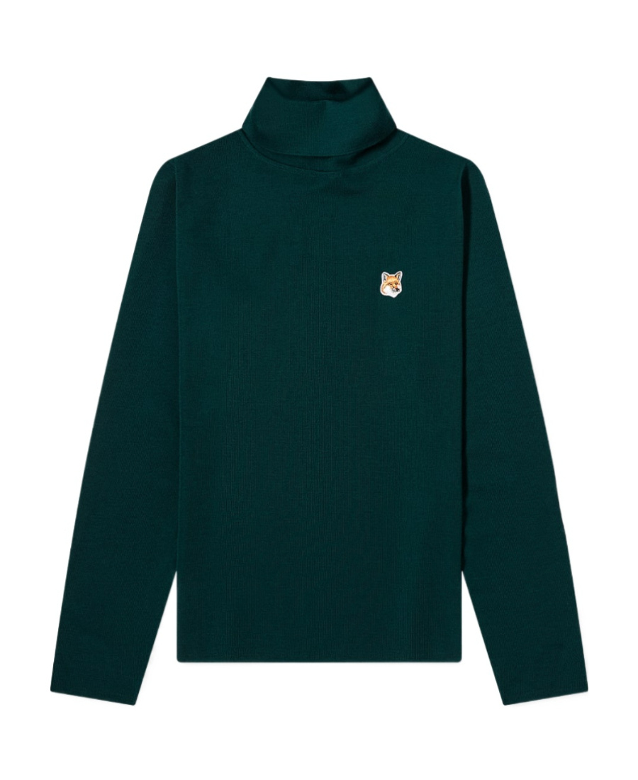 Maison Kitsuné Roll-neck Wool Jumper In Green