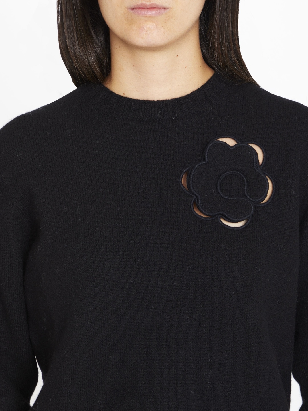 Jil Sander Cut-out Detail Wool Jumper In Black
