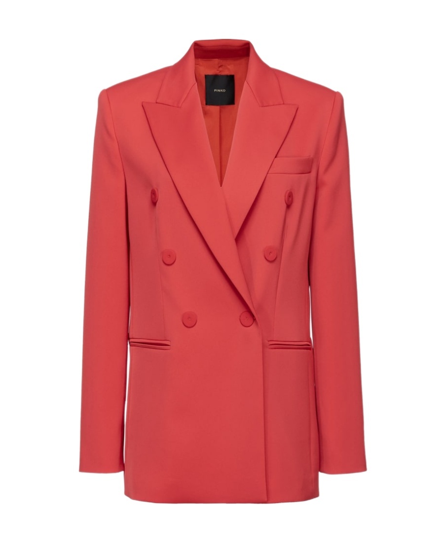 Shop Pinko Envers Satin Blazer In Red