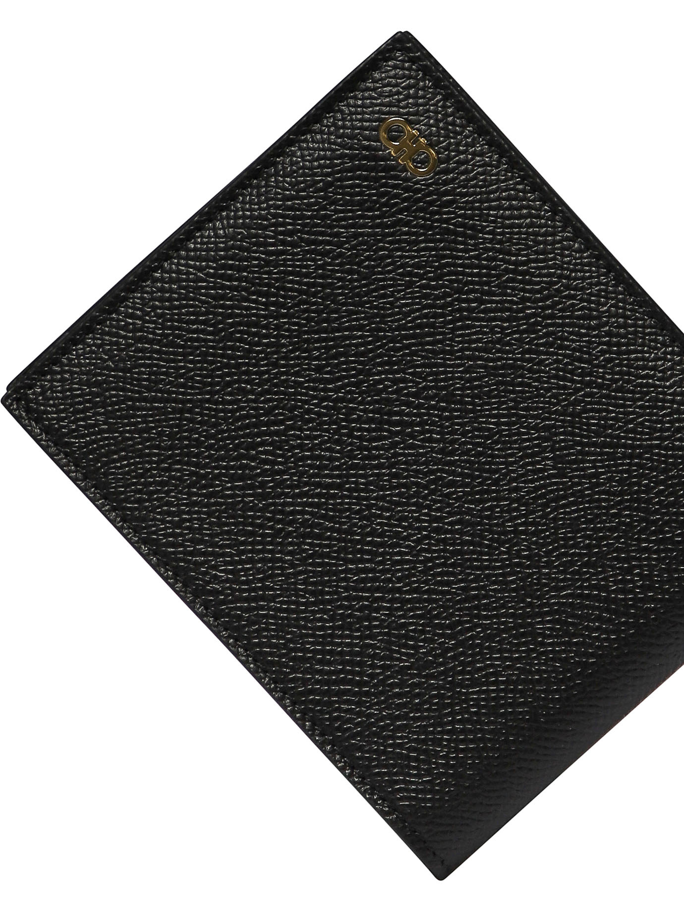 Ferragamo Micro Gancio Leather Bifold Wallet In Black