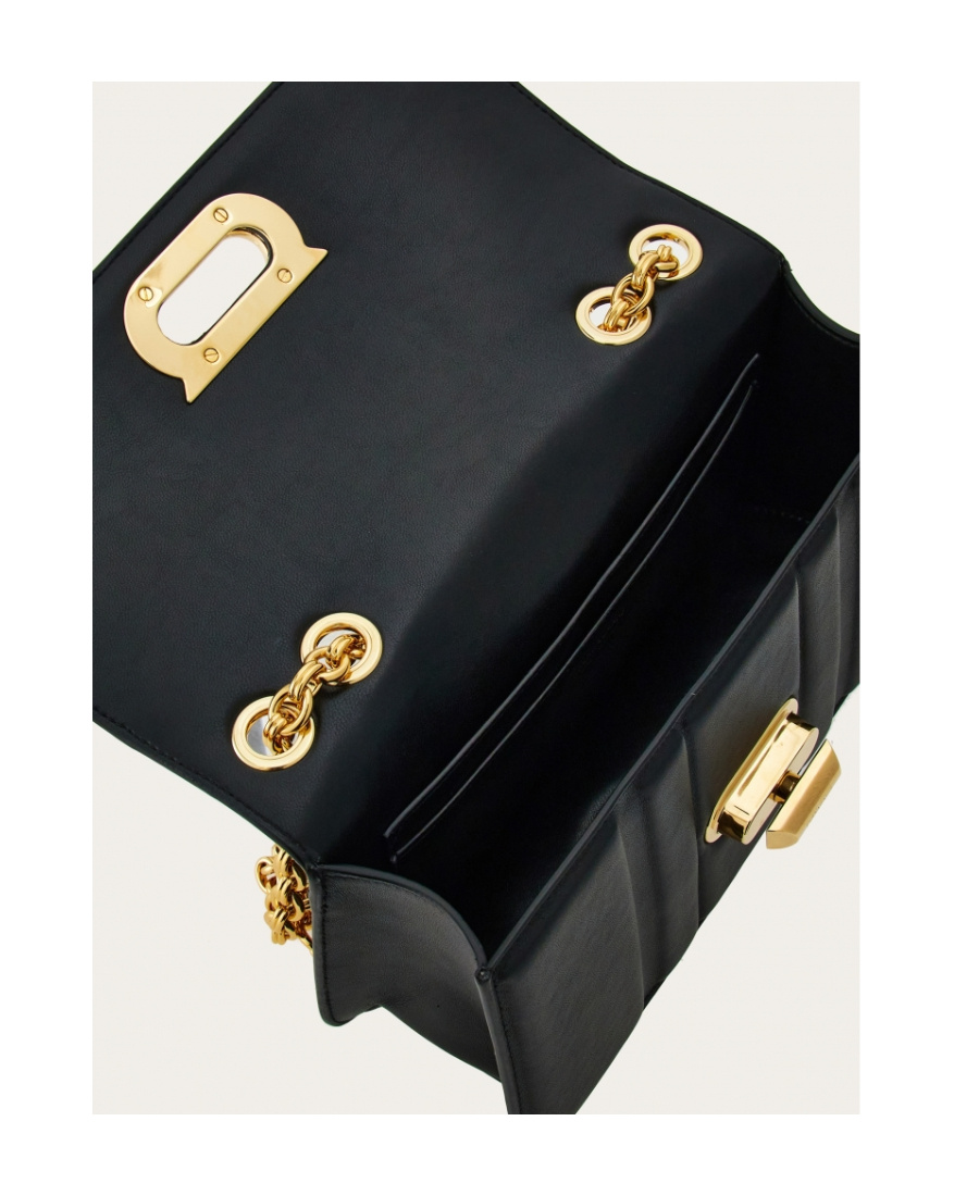 Ferragamo Salvatore  Twist Lock Chain-linked Shoulder Bag In Black
